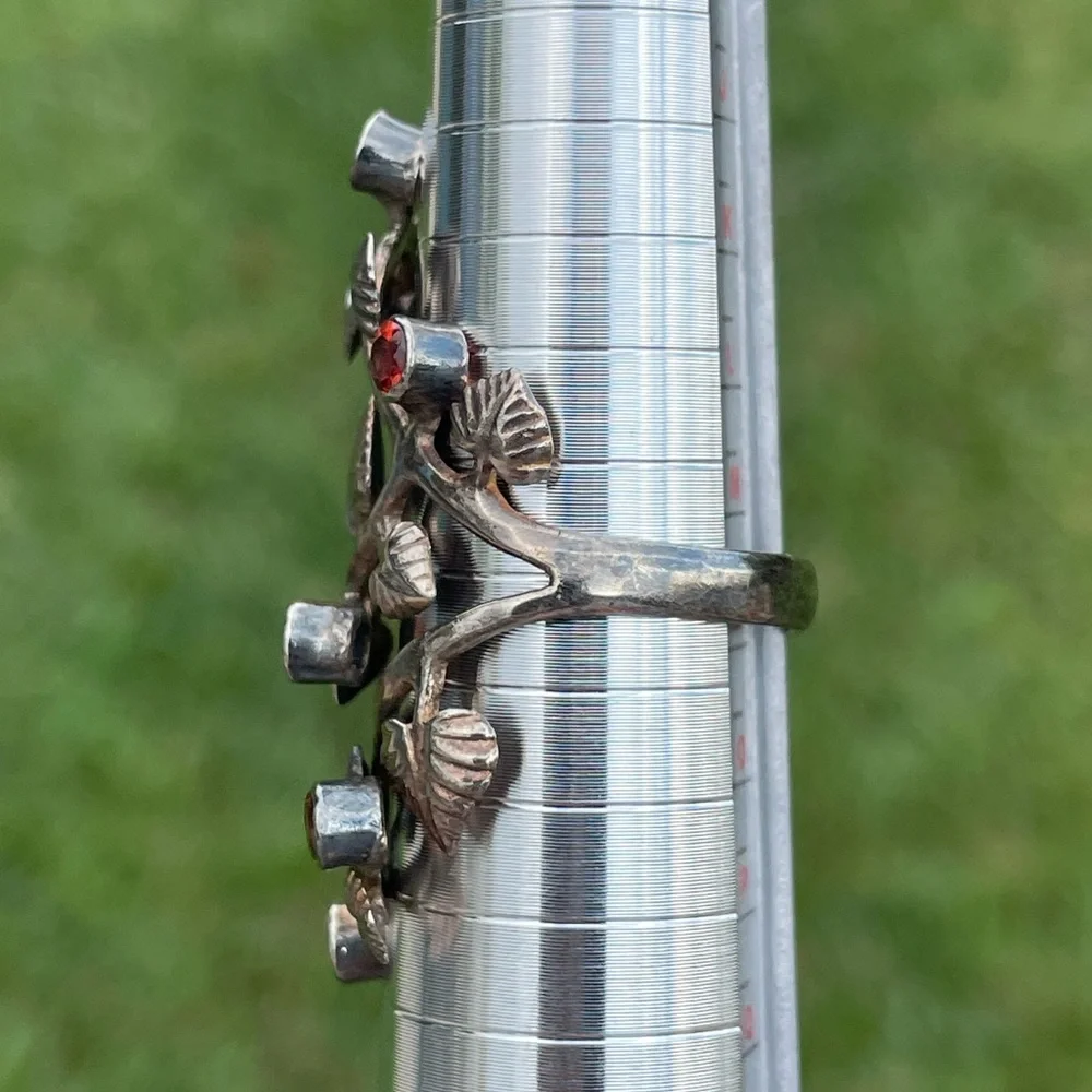 Garnet Forest 925 Silver-Plated Cocktail Ring Size 7.25 - Picture 2 of 11